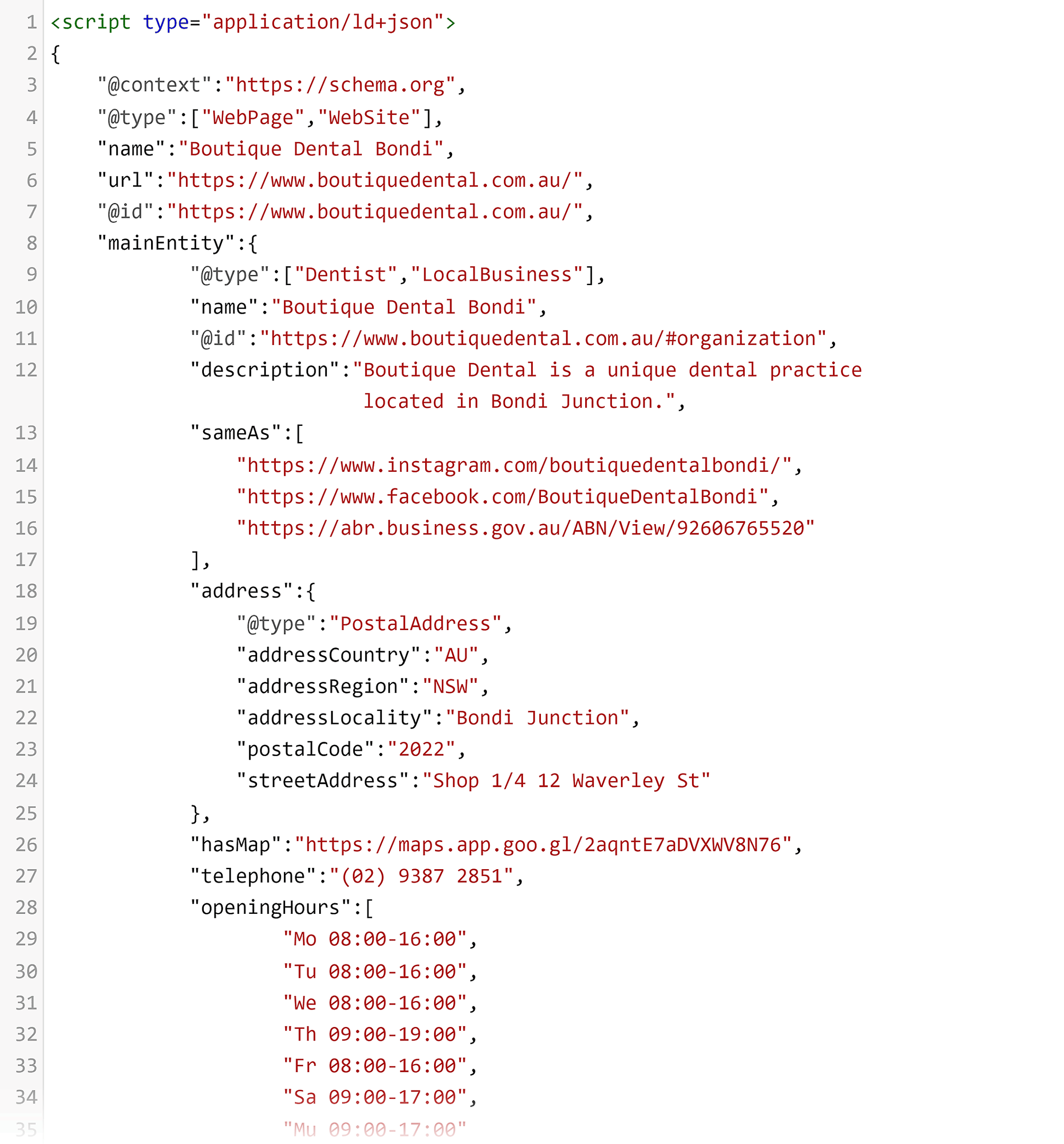 Schema Markup Code