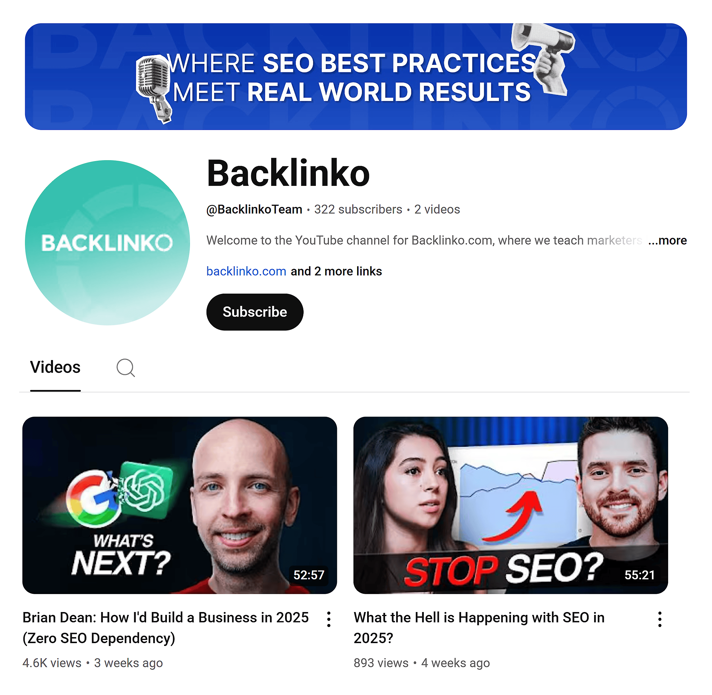 YouTube – Backlinko channel