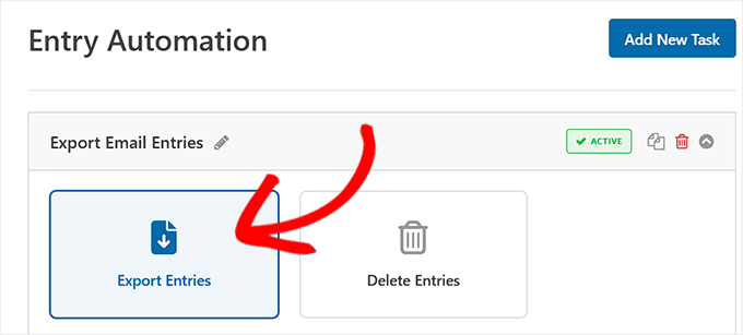 Choose the Export Entries option in WPForms Choose the Export Entries option in WPForms