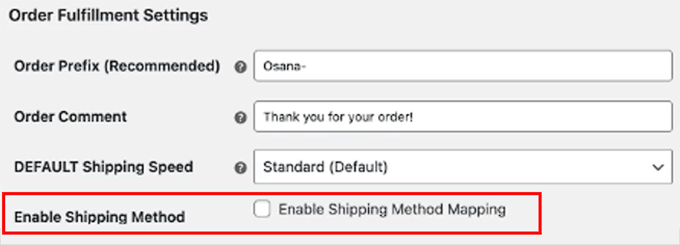 Enable shipping method mapping
