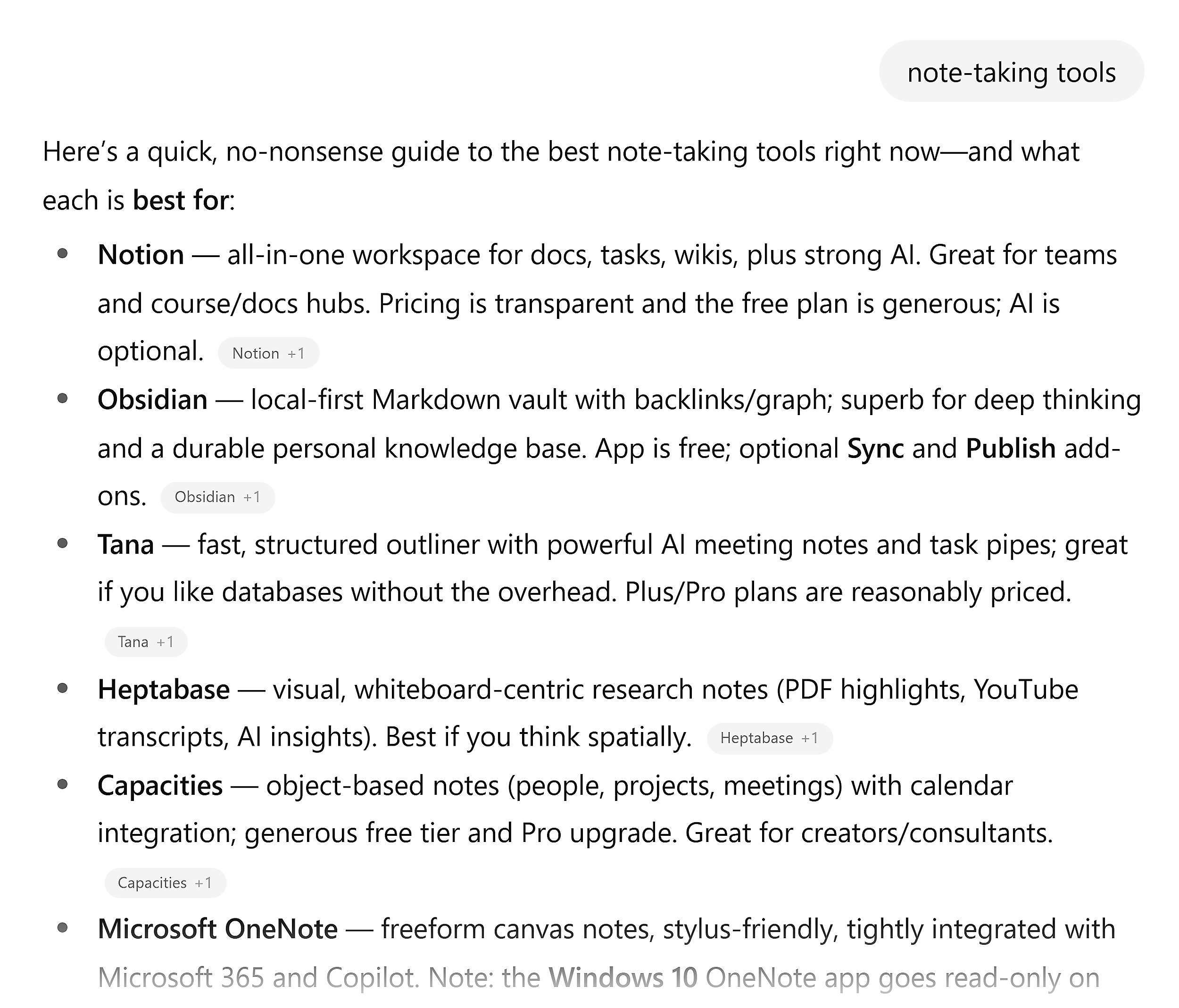 ChatGPT &ndash; Note-taking tools