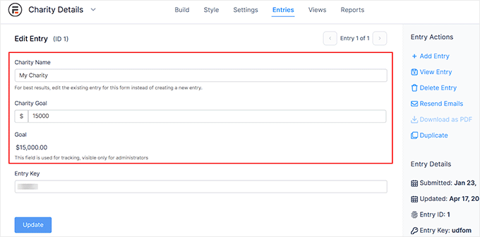 Configure charity goal in Formidable Forms Configure charity goal in Formidable Forms