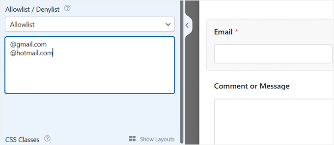 Create an Allowlist in WPForms