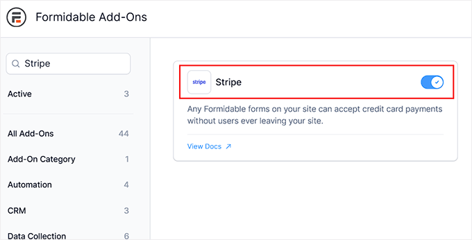 Install the Stripe addon in Formidable Forms Install the Stripe addon in Formidable Forms