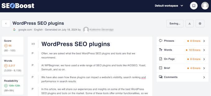 SEOBoost content optimization SEOBoost content optimization