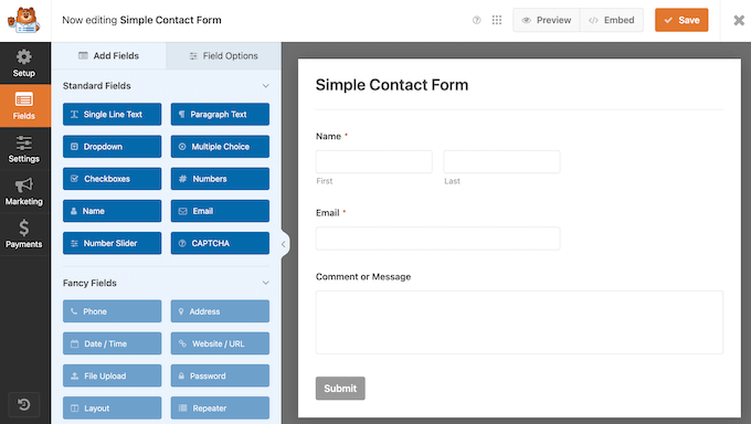 Creating a contact form