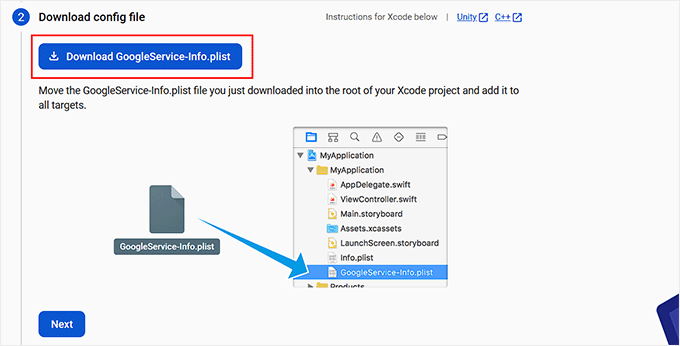 Download the config file for each app in Firebase Download the config file for each app in Firebase