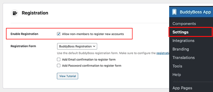 Enable registration in BuddyBoss app Enable registration in BuddyBoss app