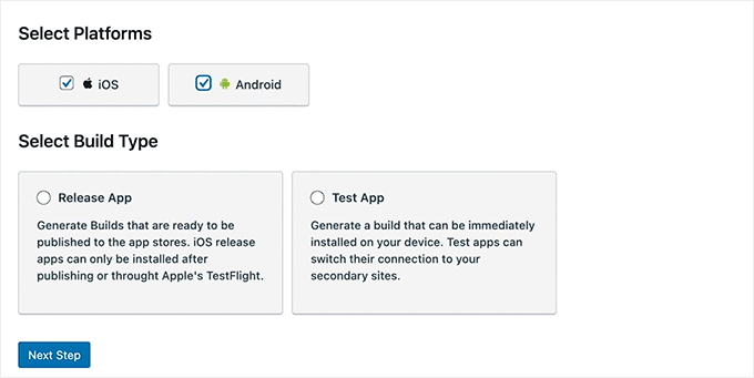 Select platforms and Build Type in BuddyBoss App Select platforms and Build Type in BuddyBoss App