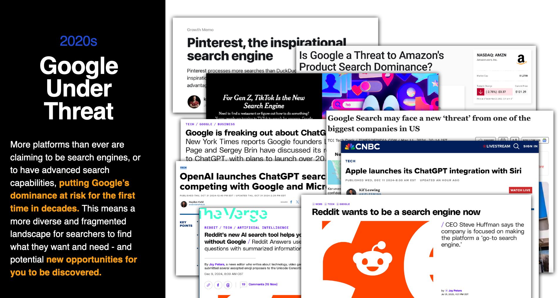Slide showing Google is under threat