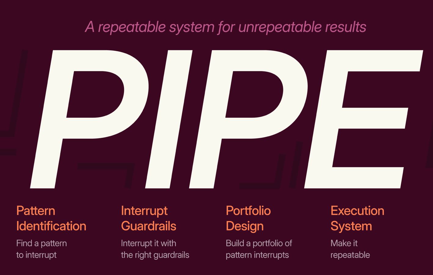 Slide showing the PIPE framework