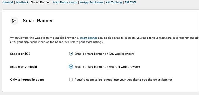 Configure smart banner settings in BuddyBoss app Configure smart banner settings in BuddyBoss app