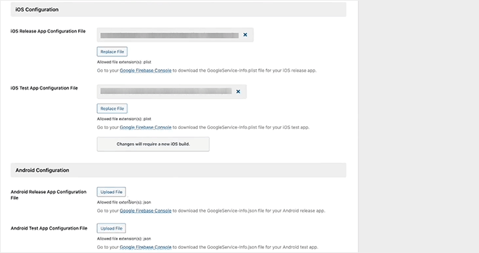 Upload iOS and Android config files in BuddyBoss App Upload iOS and Android config files in BuddyBoss App