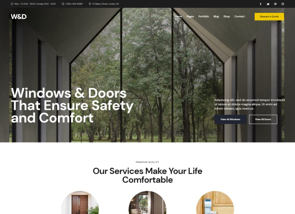 W&D - Windows & Doors Company WordPress Theme