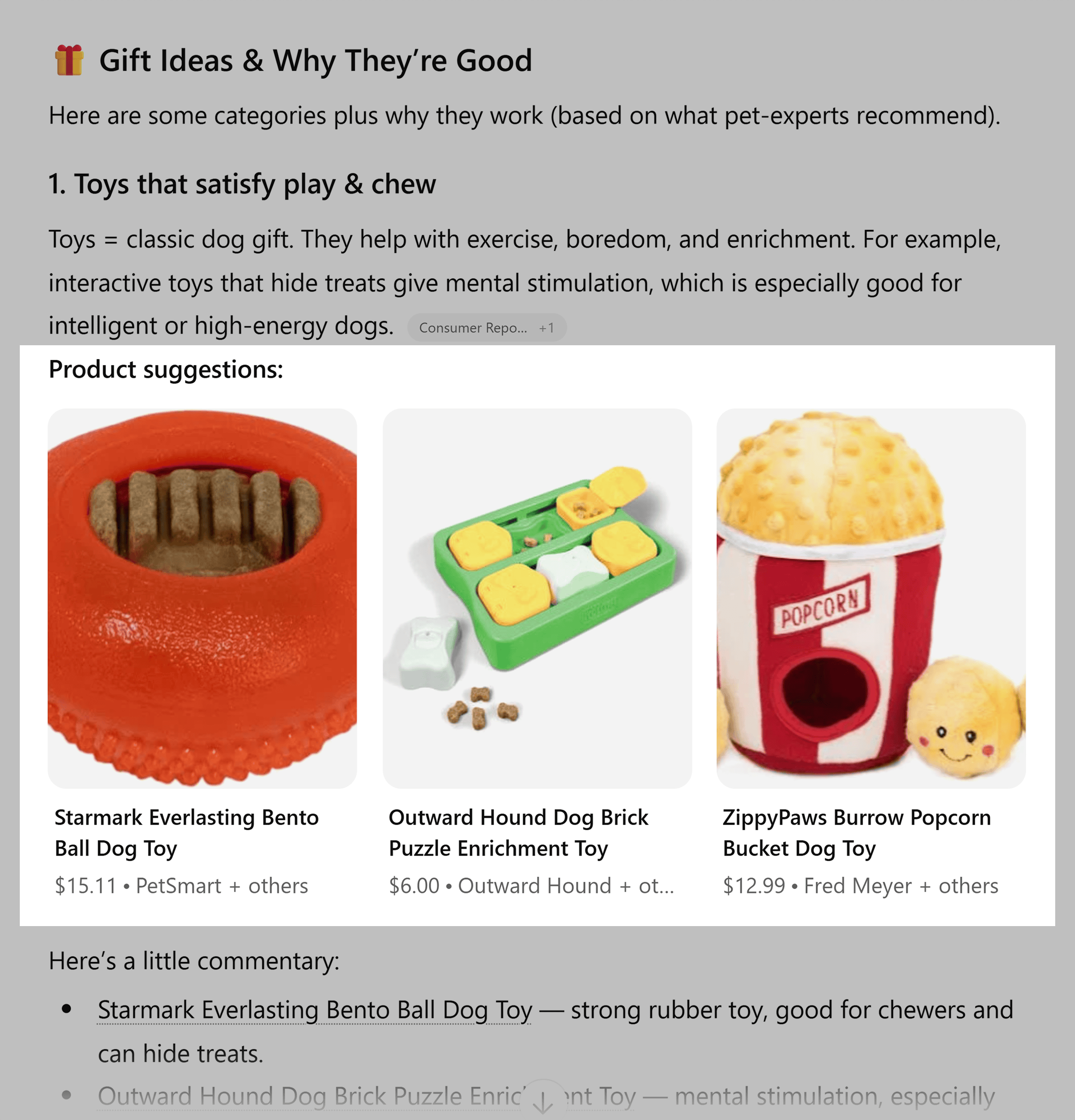 ChatGPT &ndash; Product recommendations