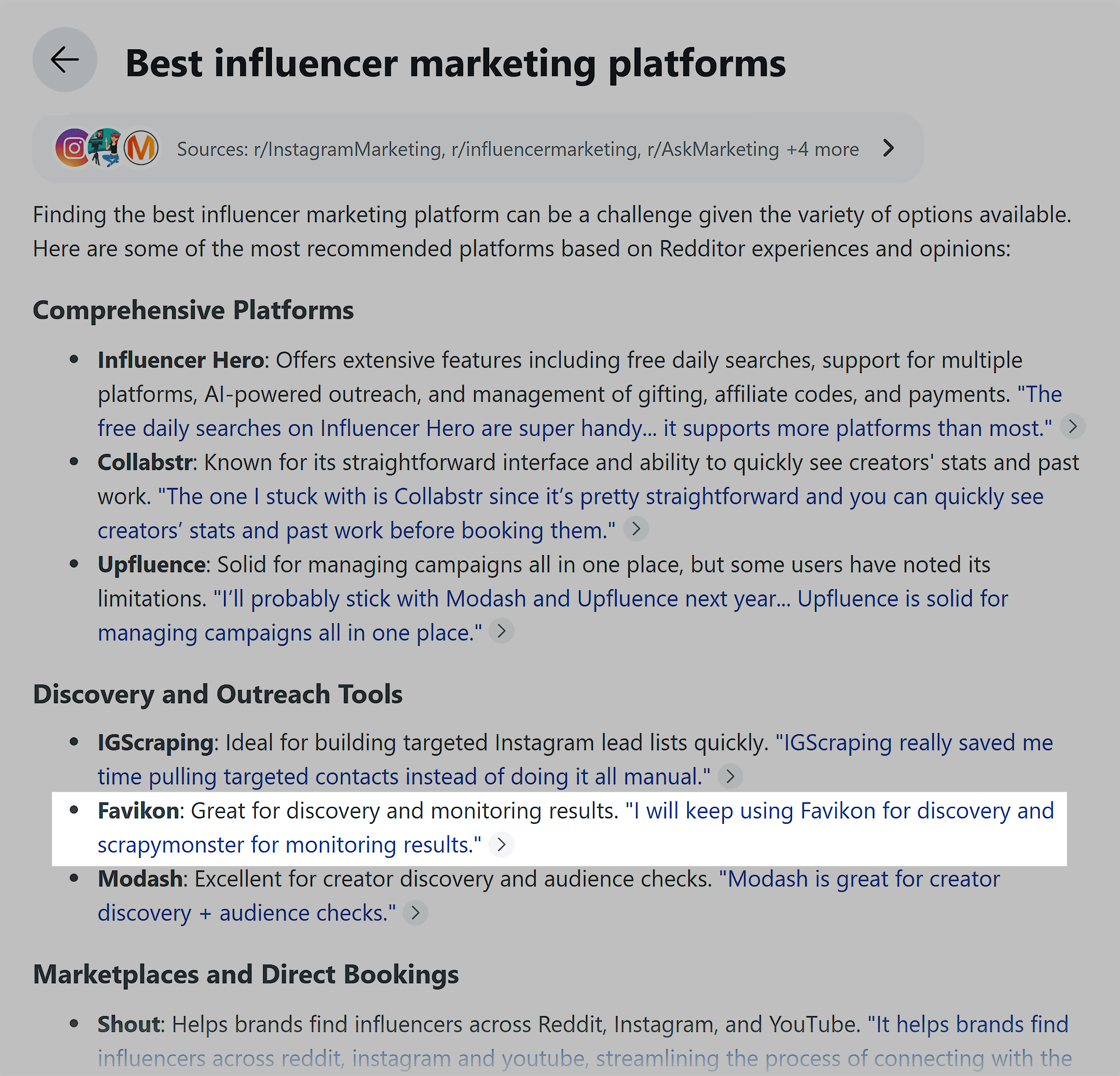 Reddit Answers &ndash; Favikon mention