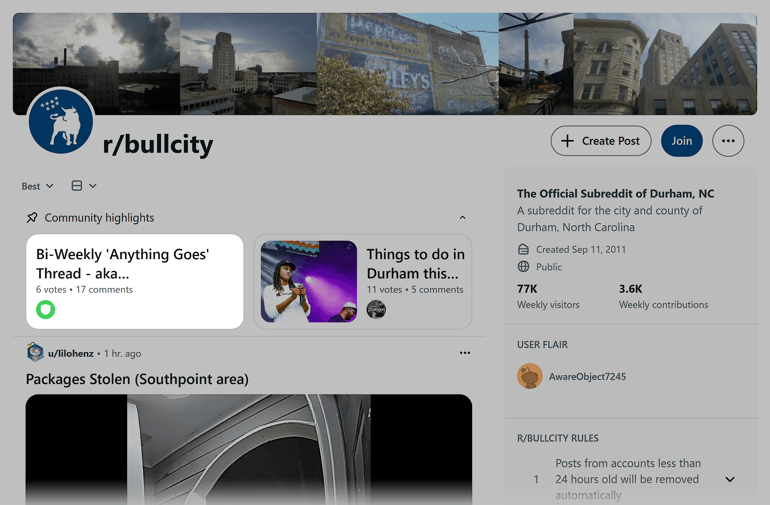 Reddit &ndash; r/bullcity &ndash; Anything Goes