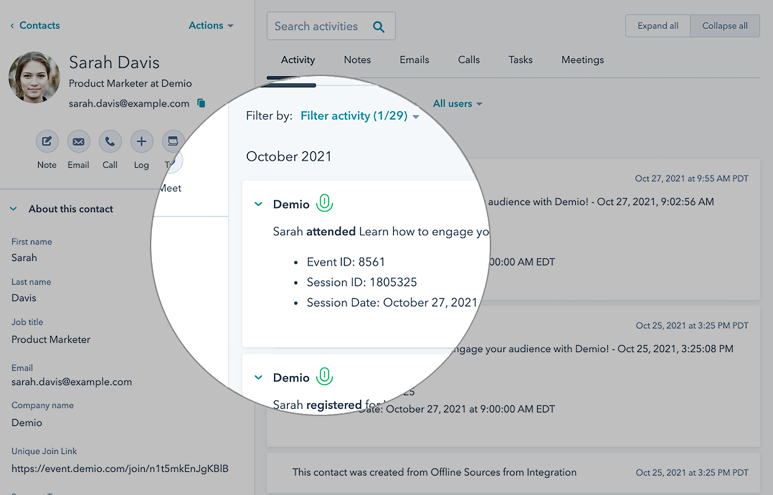 Demio import data into HubSpot