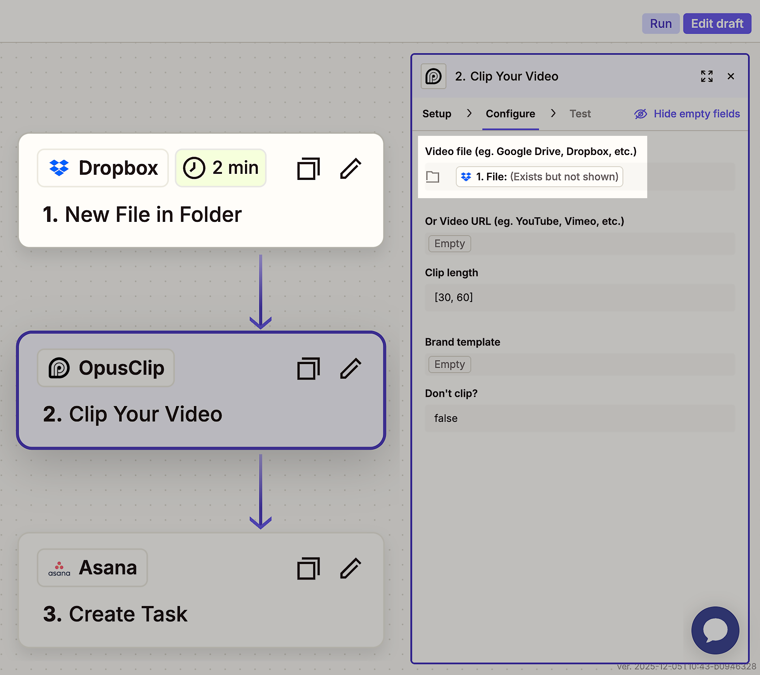 Dropbox step &ndash; Video file