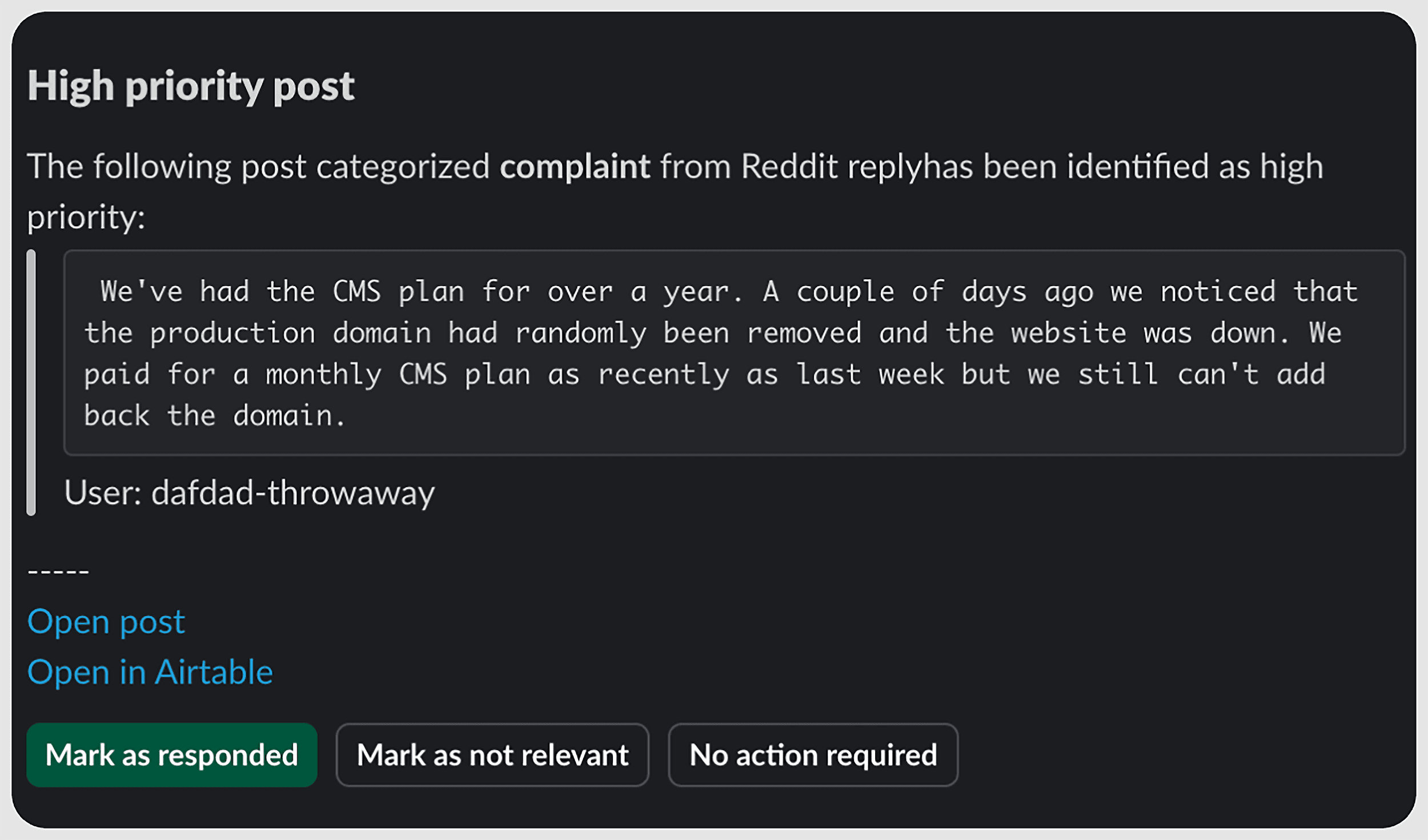High priority post