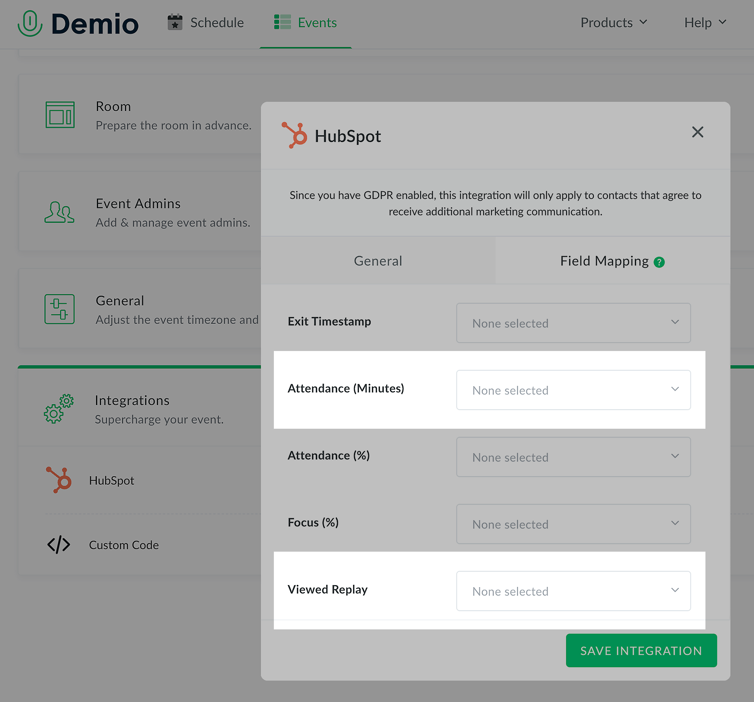 HubSpot &ndash; Field Mapping