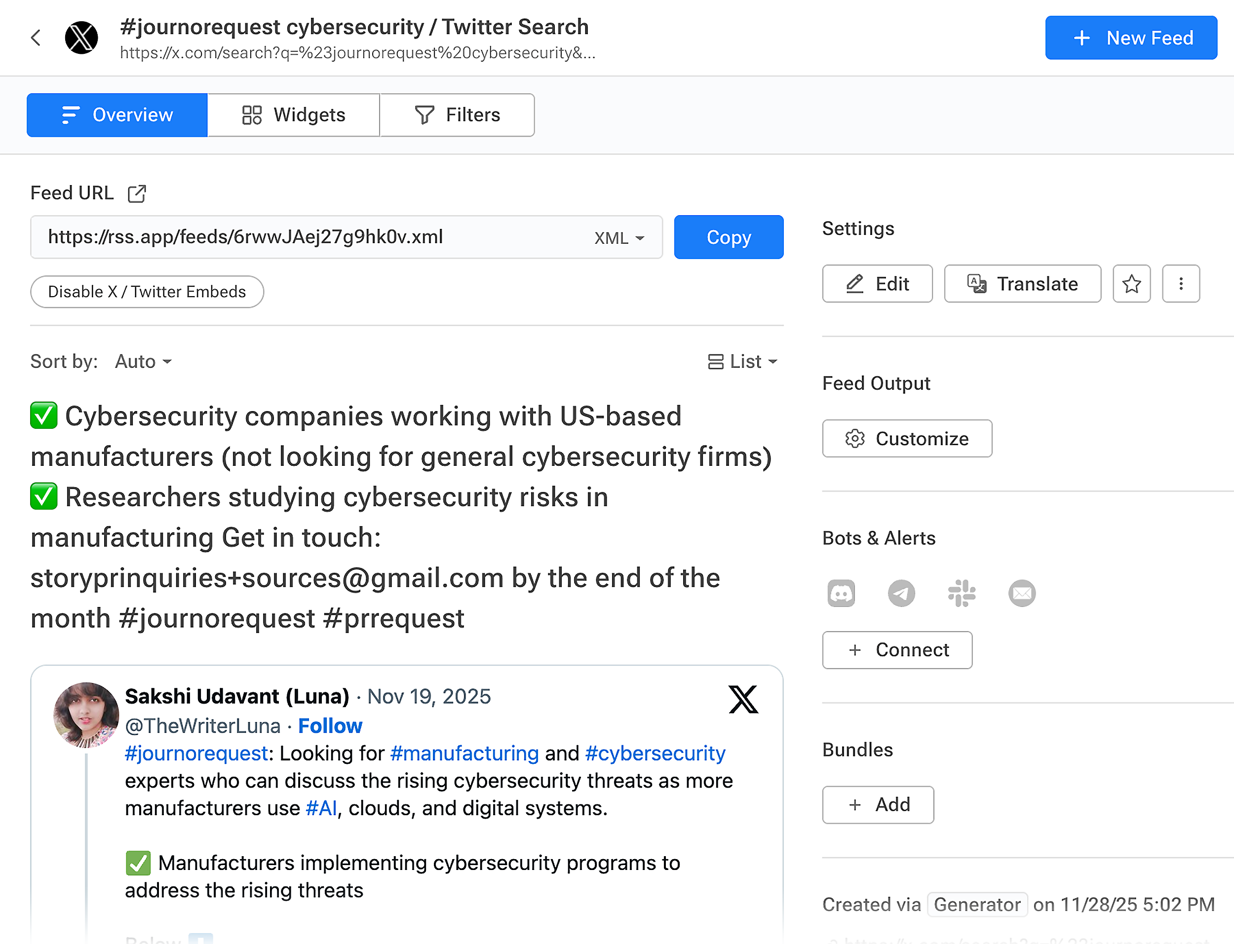 RSS app &ndash; Results