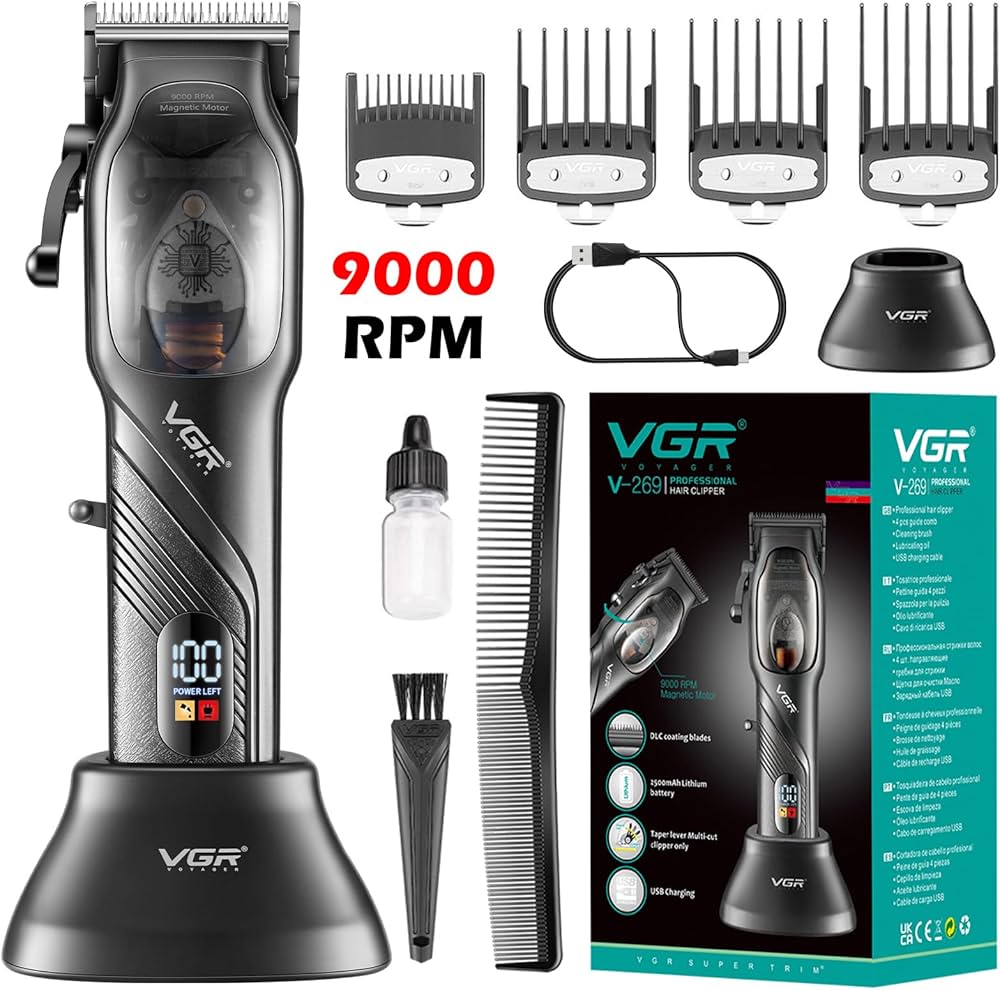 VGR 269 Tondeuse à cheveux professionnelle pour homme, tondeuse à cheveux  et barbe réglable électrique, kit de tondeuse à cheveux USB rechargeable en  T, affichage LED : Amazon.fr: Beauté et Parfum