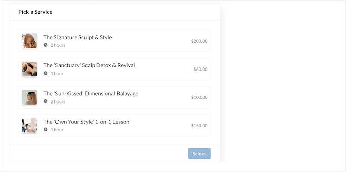 An example of a booking form, created using Sugar Calendar Bookings 
