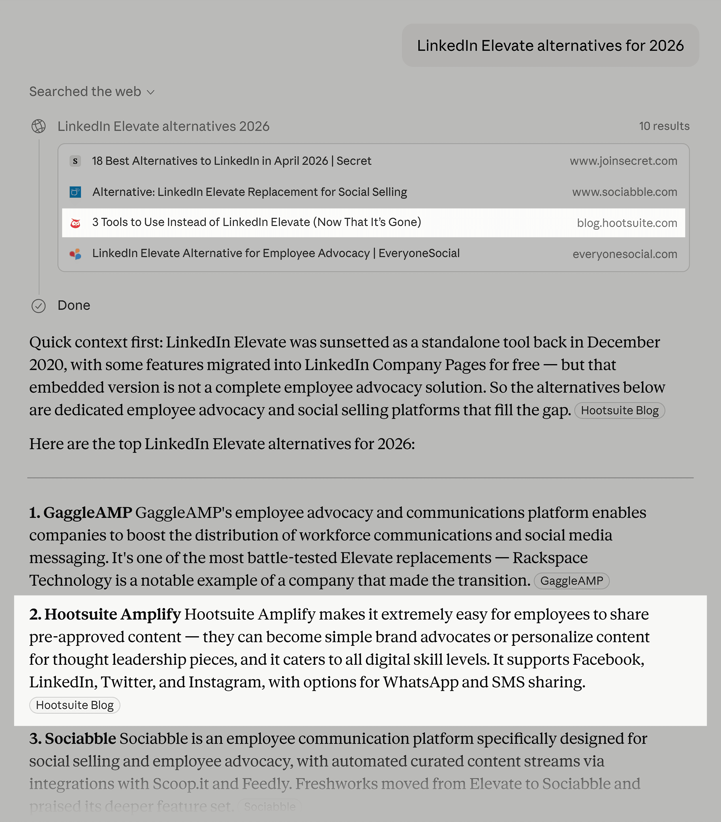 Claude &ndash; LinkedIn Elevate alternative
