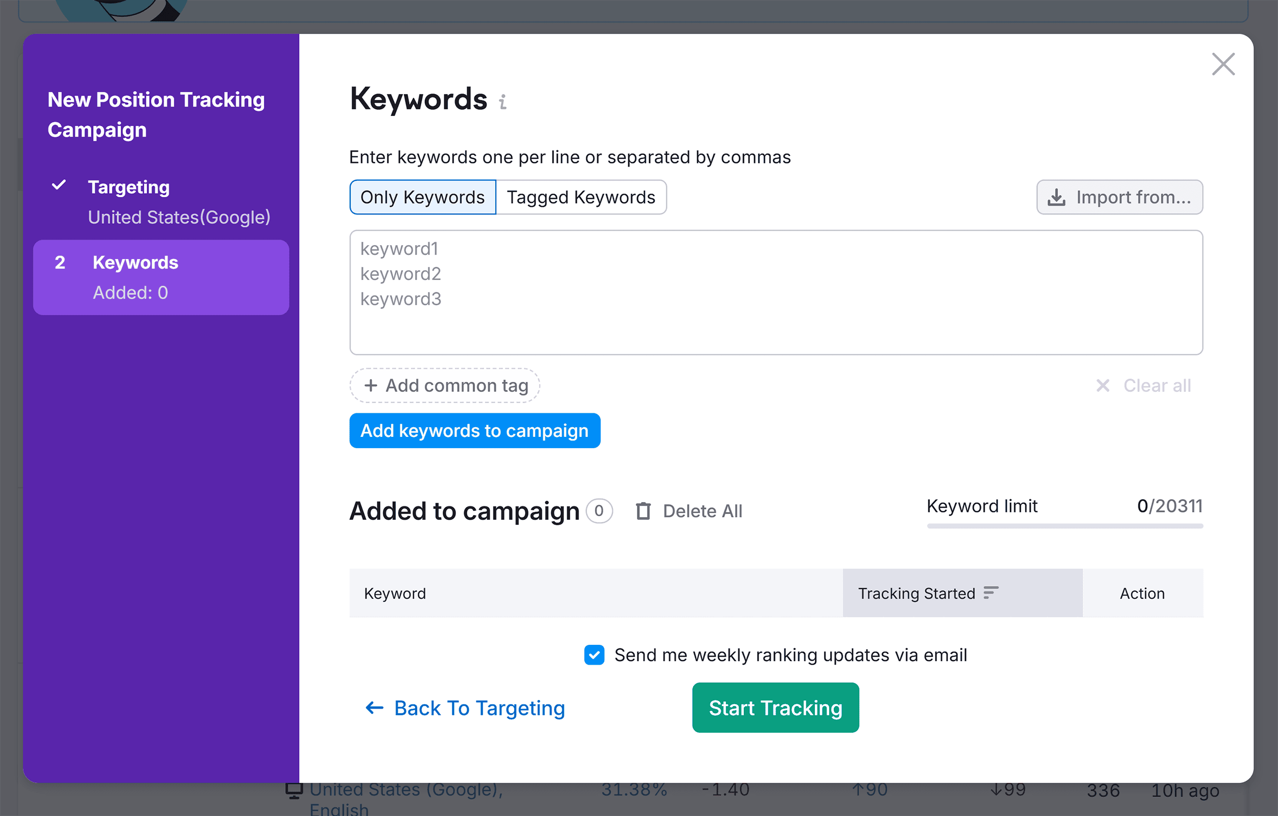 Position Tracking – Keywords Position Tracking – Keywords