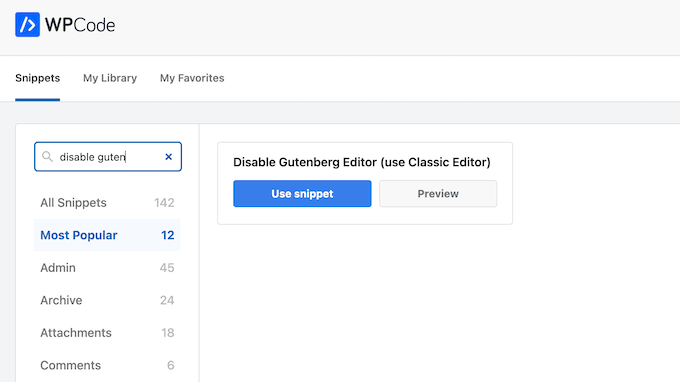 The WPCode code snippets library 