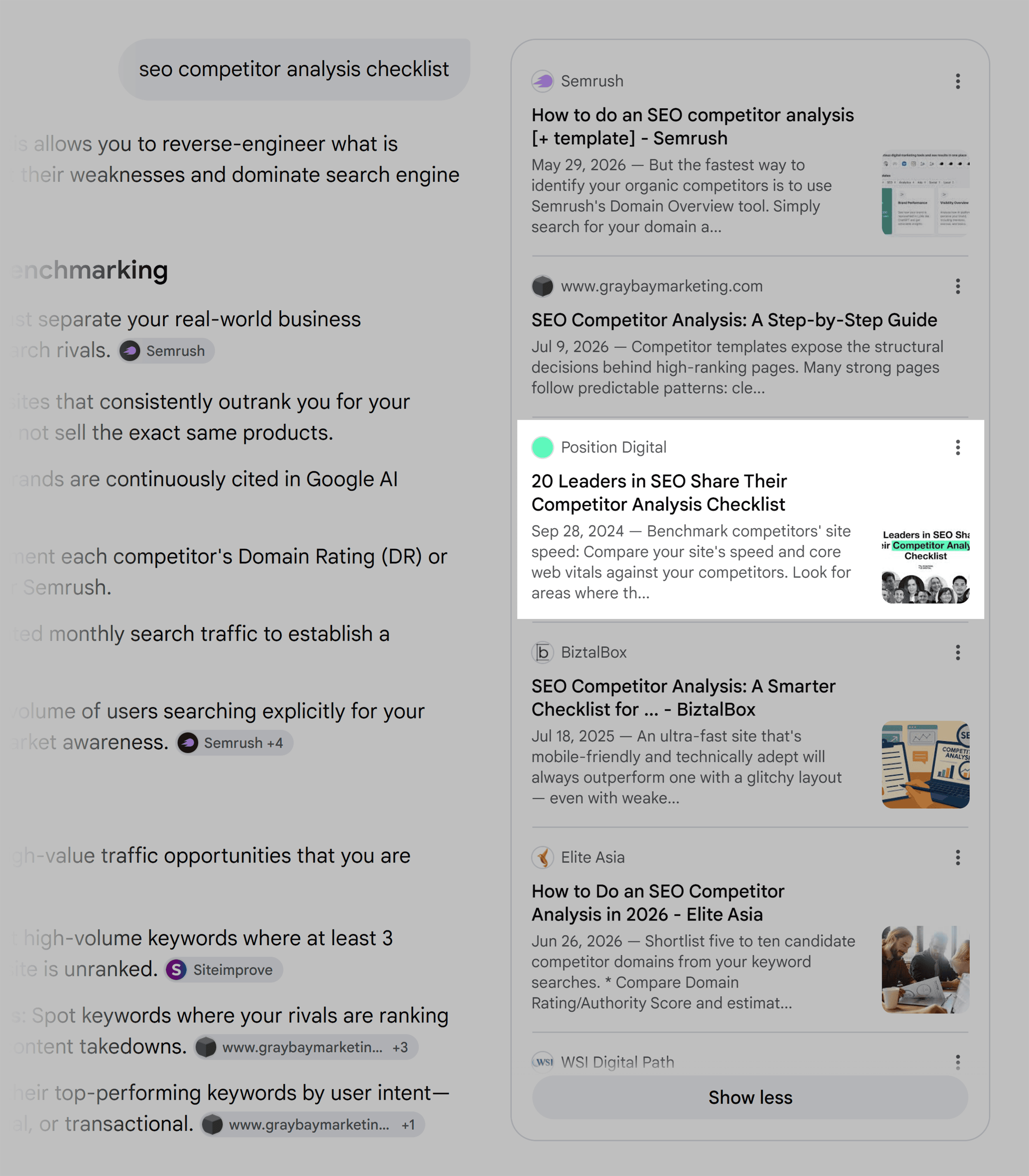 Google AI Mode &ndash; SEO competitor analysis checklist &ndash; Position Digital citation