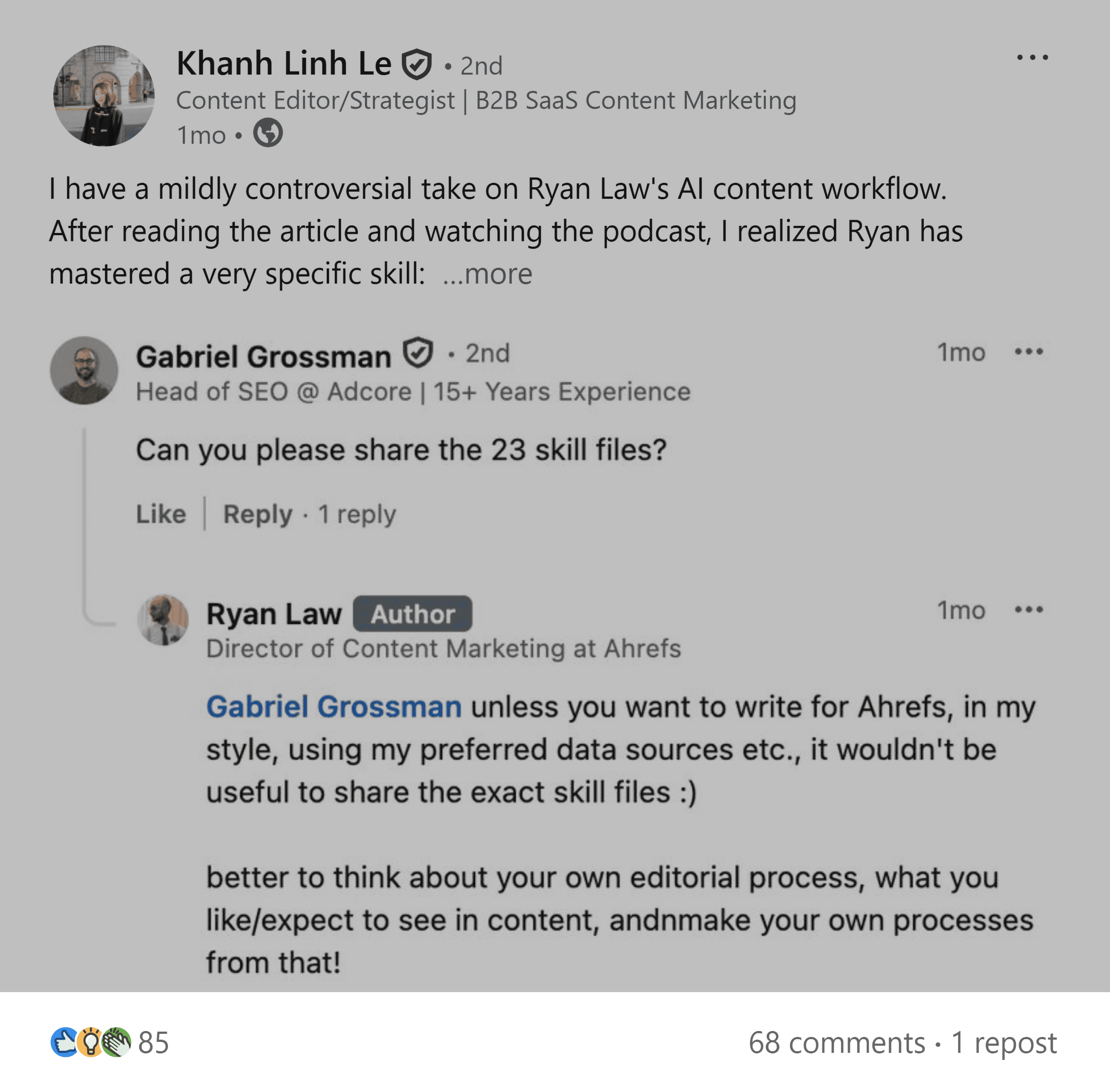 LinkedIn &ndash; Khanh Linh Le post