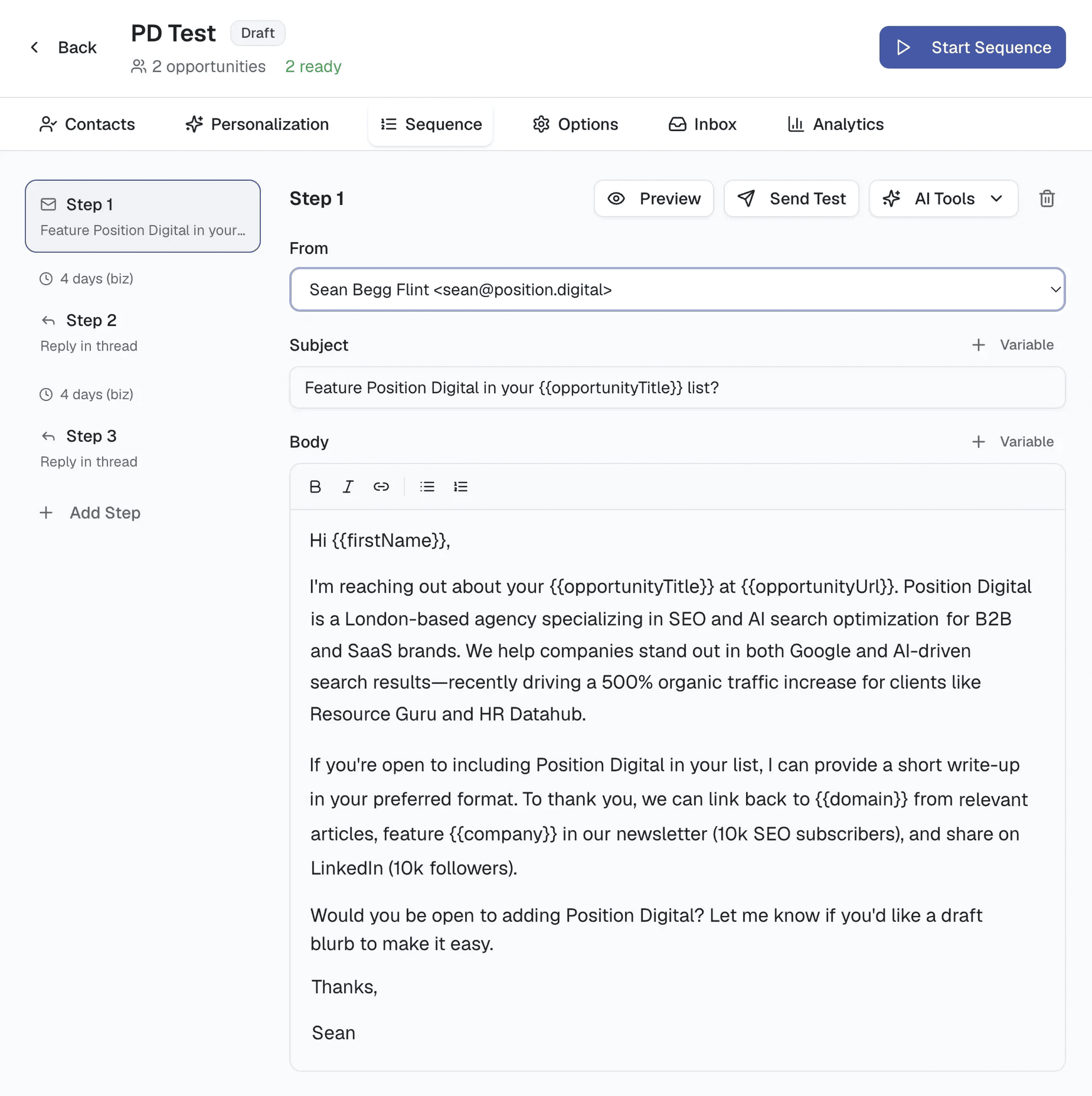 Listicle outreach email pitch example