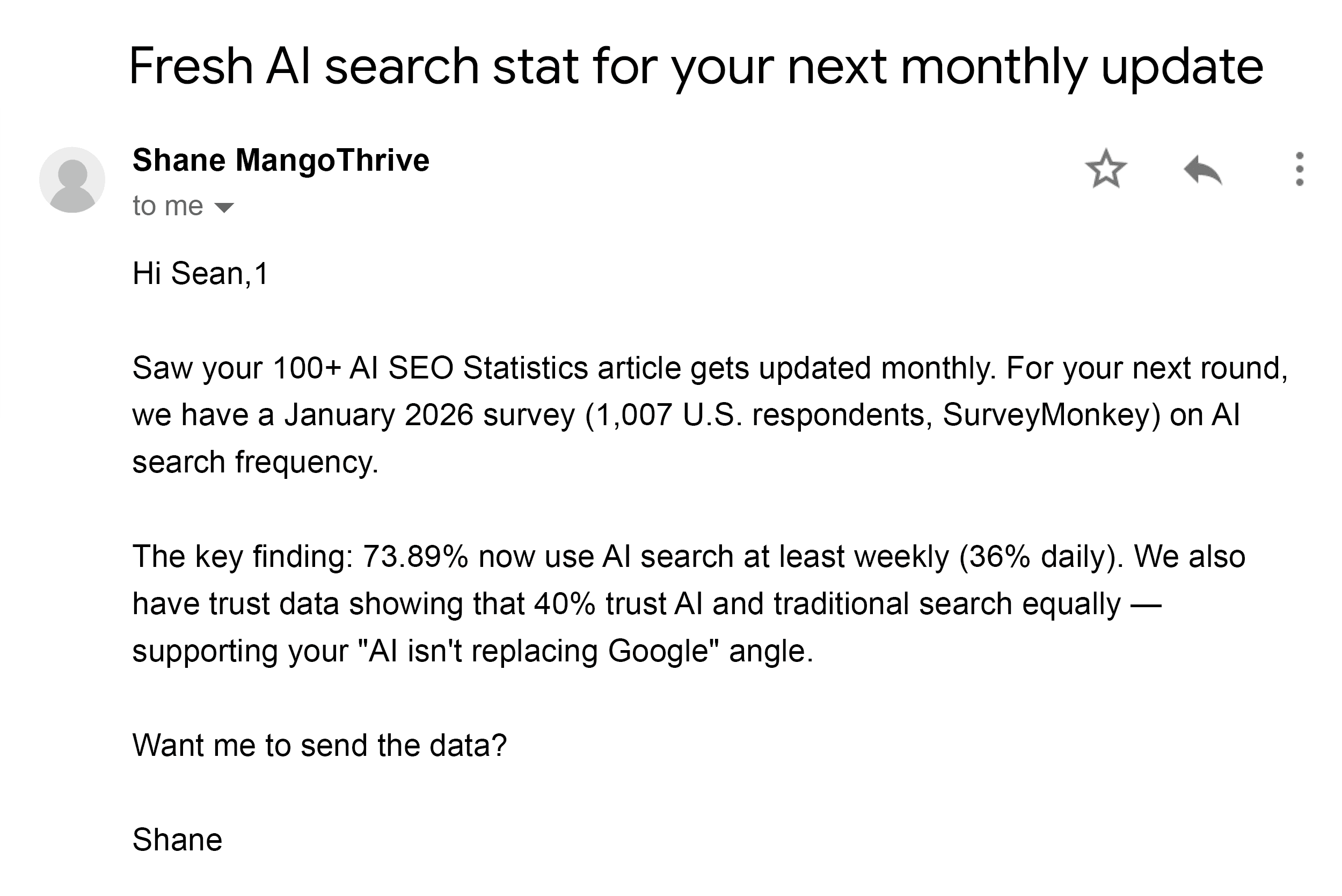 Research outreach pitch example