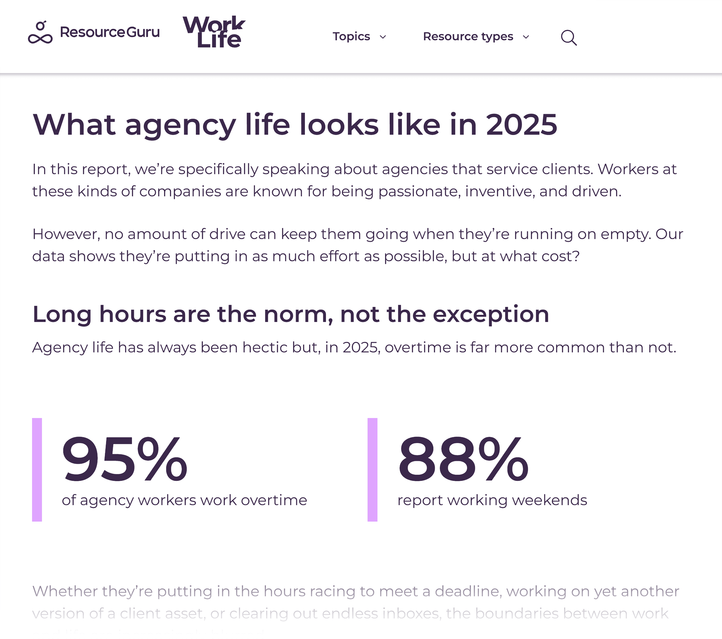 ResourceGuru &ndash; Agency overworking report