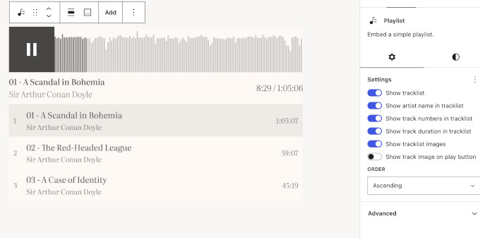 New playlist block in WordPress 7.1