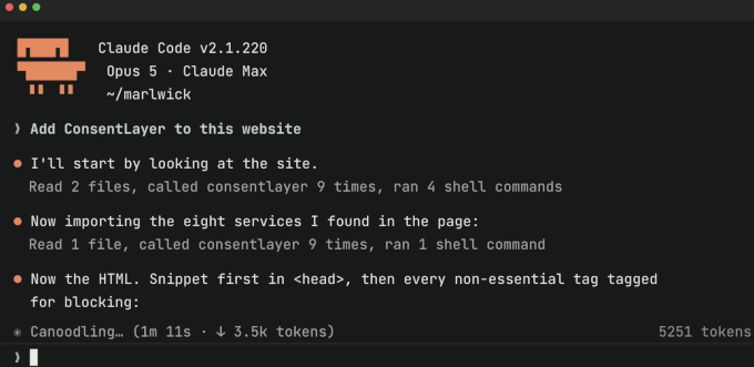 Using Consentlayer in Claude code