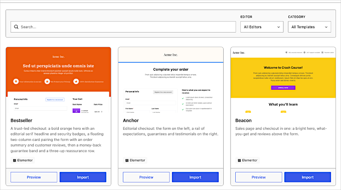 Elementor templates in EDD
