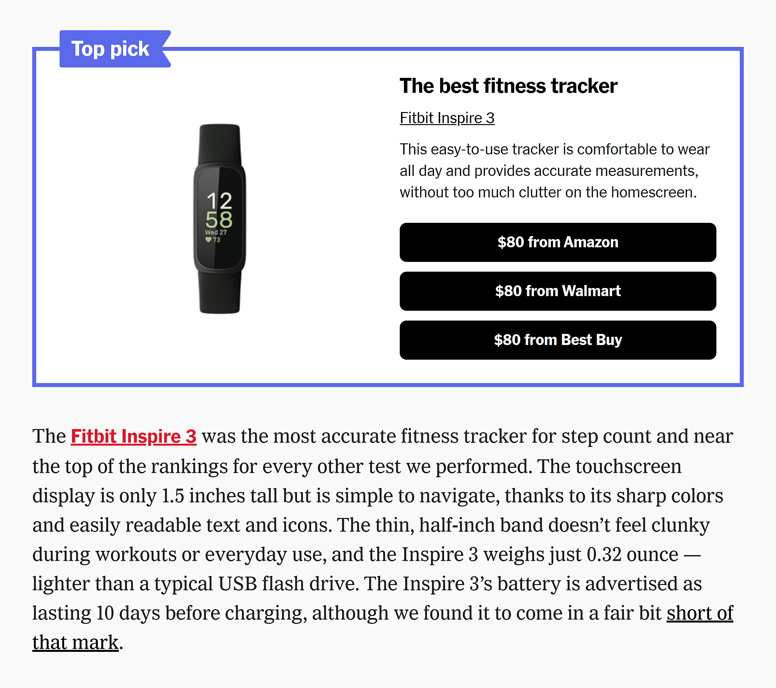 NY Times – Best fitness trackers